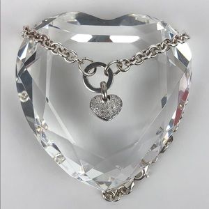 Sterling Silver Reversible Diamond Heart Necklace